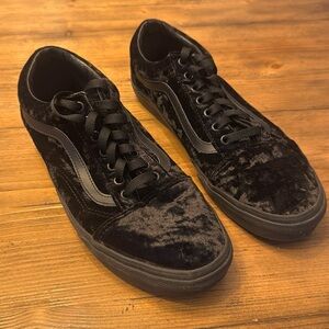 Black Velvet Lace-Up Vans